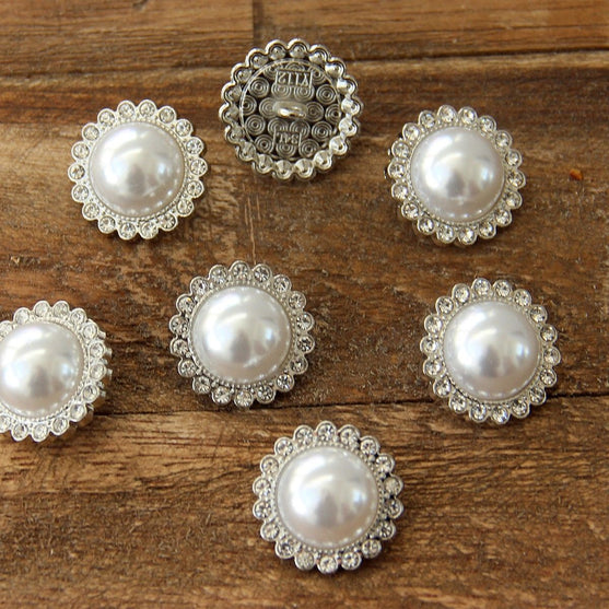 Botones de perla con piedra - 21 mm - 4 piezas - Go Handmade
3