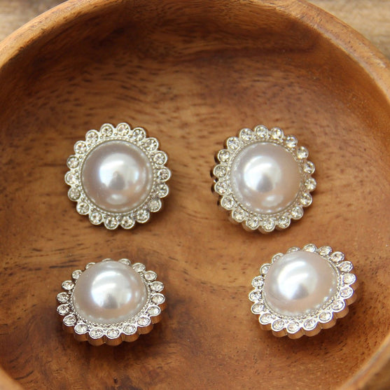 Botones de perla con piedra - 21 mm - 4 piezas - Go Handmade
4