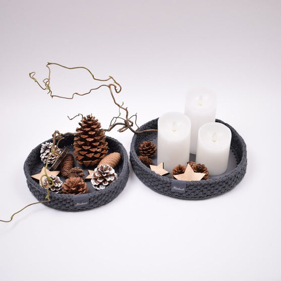 Bandejas de decoración con fondo de cuero redondo - Navidad
4