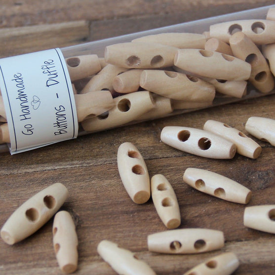 Botones alargados de madera - 35 mm - Go Handmade
2