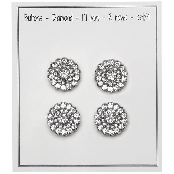 Botones Bling - Gemas pequeñas - Plateado - 4 uds. - Go Handmade
2