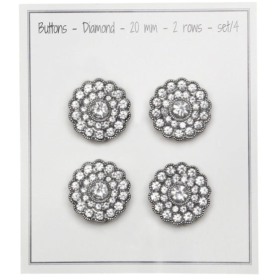 Botones Bling - Gemas pequeñas - Plateado - 4 uds. - Go Handmade
3