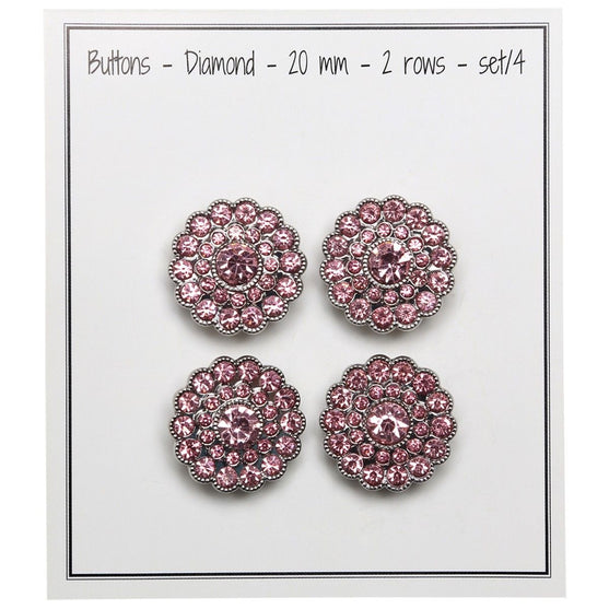 Botones Bling - Gemas pequeñas - Rosa - 4 uds. - Go Handmade
2