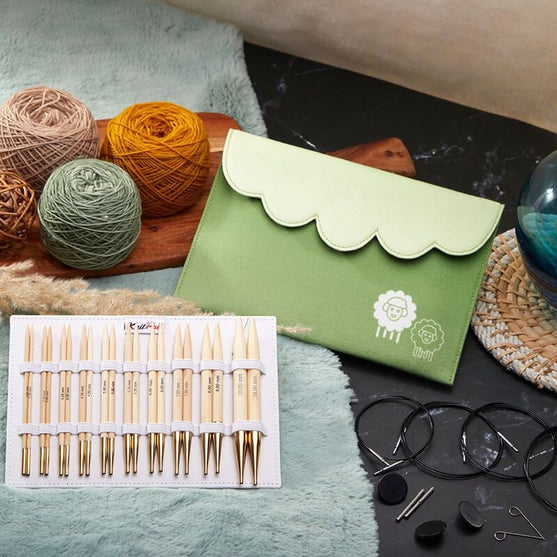 Set de Agujas Circulares Intercambiables de Bambú Deluxe - KnitPro
4