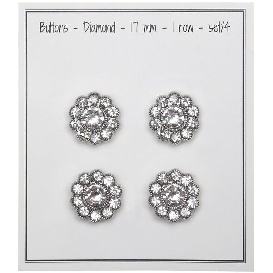 Botones Bling - Gemas grandes - Plata - 4 uds. - Go Handmade
2