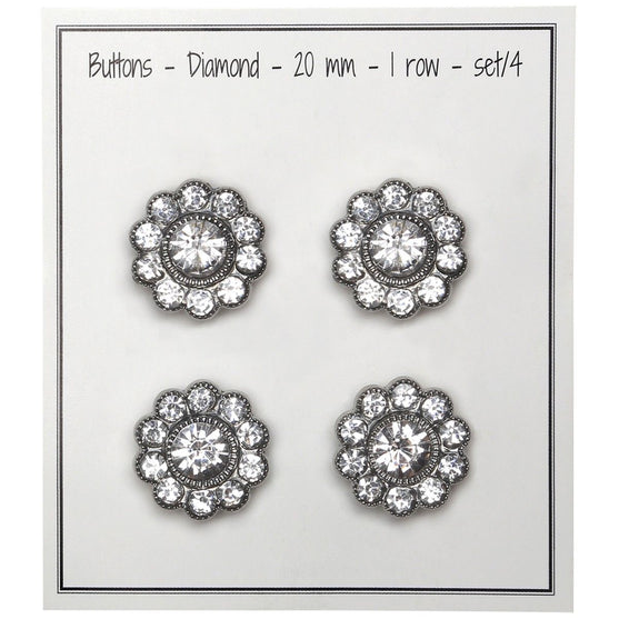 Botones Bling - Gemas grandes - Plata - 4 uds. - Go Handmade
3
