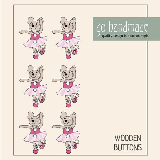 Botones - Ratoncita Emily - 6 unidades - Go Handmade
2