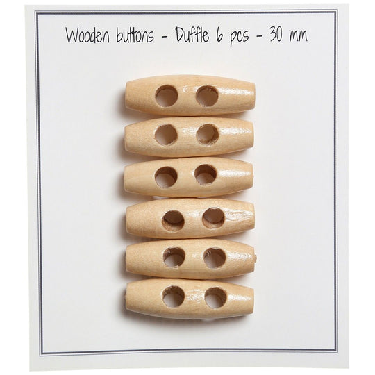 Botones alargados de madera - 30 mm - Go Handmade