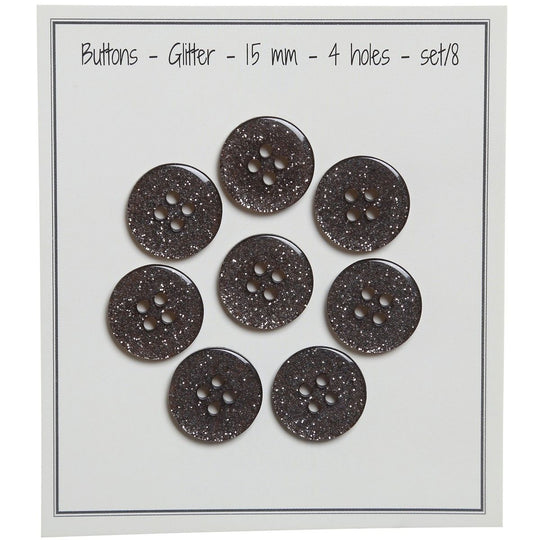 Botones con purpurina - Negros - Múltiples tamaños - Go Handmade
