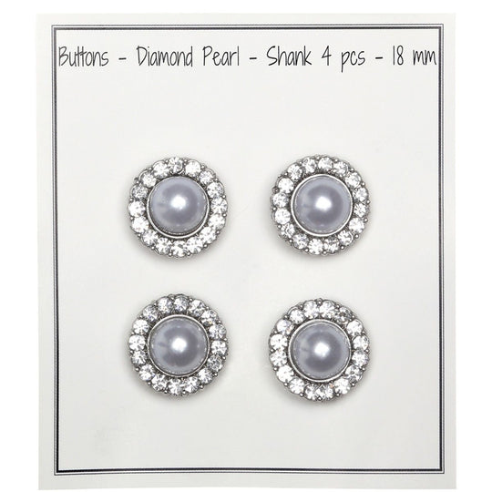 Botones de perla con gemas - Plata - Varios tamaños - Go Handmade