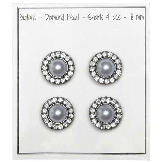 Botones de perla con gemas - Negro - Varios tamaños - Go Handmade