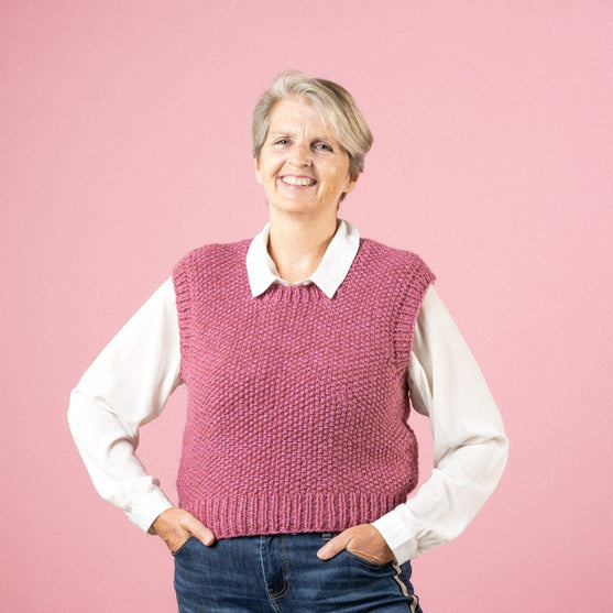 

Renee - Chaleco a punto arroz - Pink Collection
7