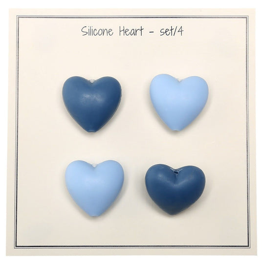 Perlas de silicona, corazones, 4 unidades - Go Handmade