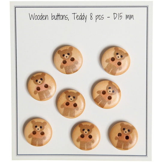 Botones de madera, Teddy - Go Handmade