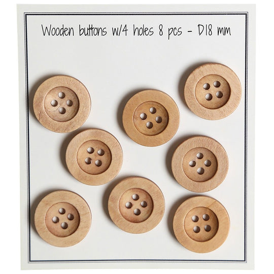 Botones de madera - Round Groove - Brillantes - Go Handmade