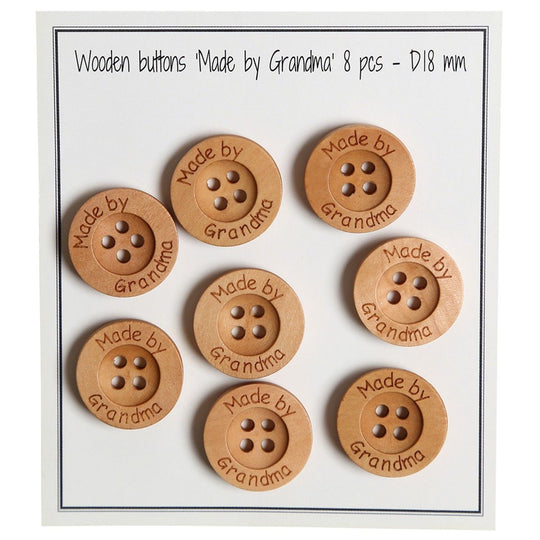 Botones de madera - Made by Grandma  - 18 mm - Go Handmade