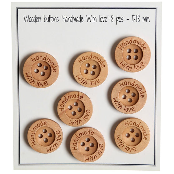 

Botones de madera - Handmade with Love - 18 mm - Go Handmade
1