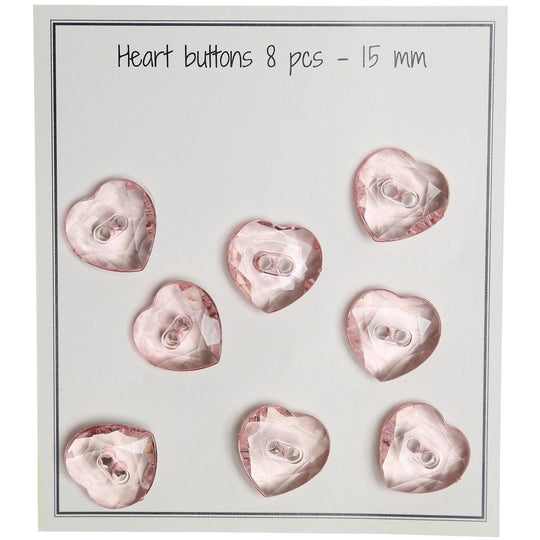 Botones en forma de corazón - 8 unidades - Go Handmade