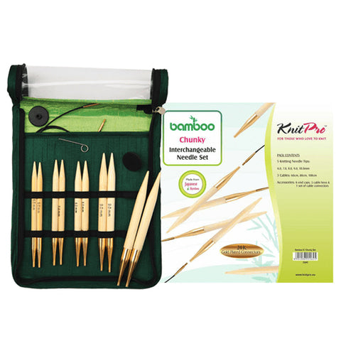 

Set de agujas circulares intercambiables de bambú - agujas gruesas - KnitPro
1