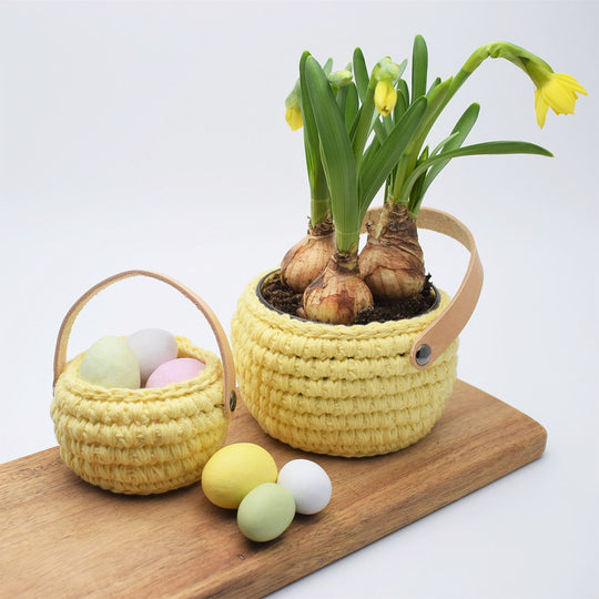 Cotton Cesta de Pascua con tira de cuero