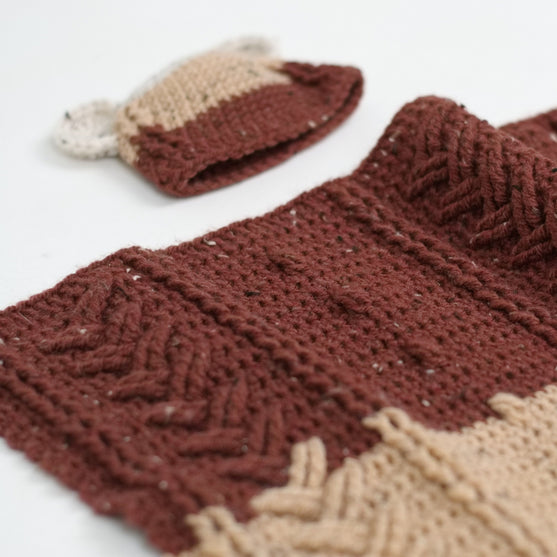 

Happy Bear - Manta y gorrito para bebé
3