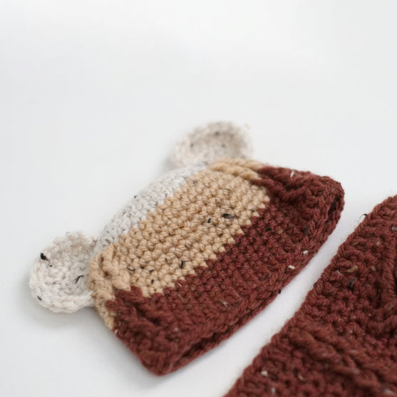 

Happy Bear - Manta y gorrito para bebé
5